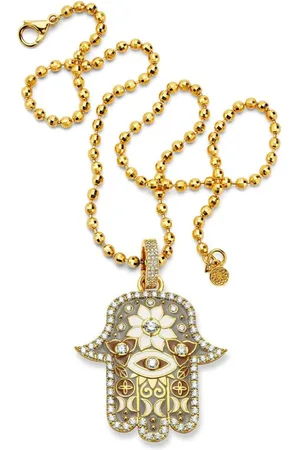 BUDDHA MAMA Colgante Hamsa en oro amarillo de 20 ct con diamantes