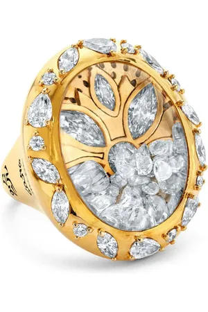 BUDDHA MAMA Anillo Lotus en oro amarillo de 20 ct con diamantes