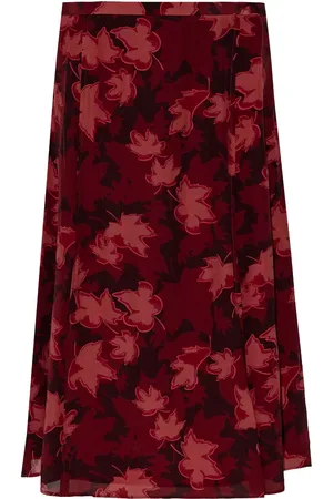 Maison Kitsuné Falda midi con hojas estampadas