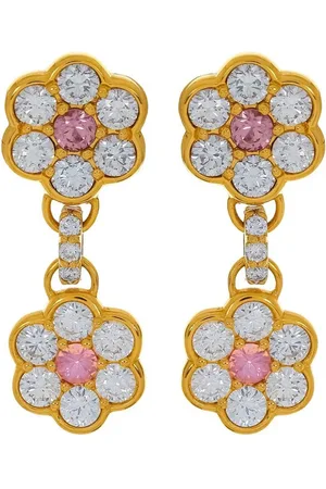 BUDDHA MAMA Pendientes Flower en oro amarillo de 20 ct con diamantes