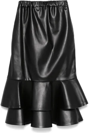 Comme des Garçons Falda midi con volantes en el dobladillo