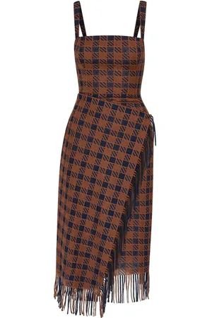 Oscar de la Renta Falda de guipur Check Fringe