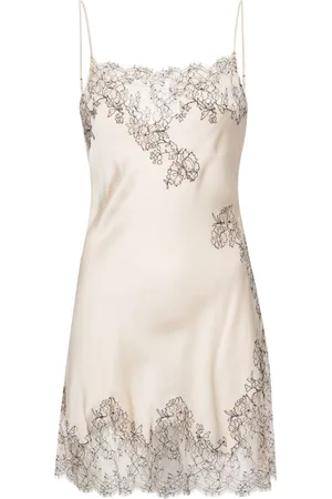 CARINE GILSON Slip dress con ribete de encaje