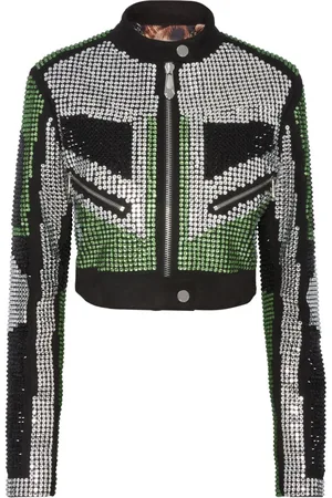 Philipp Plein Chaqueta biker corta con strass