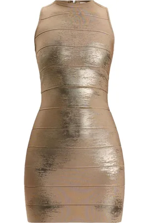 Hervé Léger Vestido corto metalizado