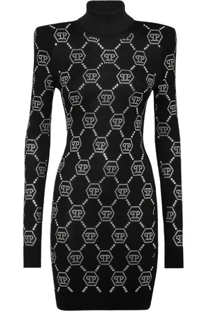 Philipp Plein Vestido corto con monograma con cristales