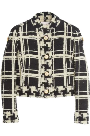 VALENTINO GARAVANI Chaqueta estilo gabán de tweed a cuadros