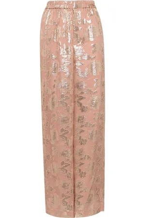 BIYAN Pantalones con motivo floral en jacquard