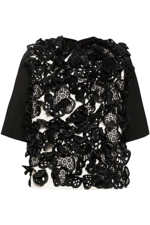 BIYAN Blusa con encaje de guipur