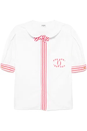 CHANEL Camisa de manga corta a rayas 1990-2000