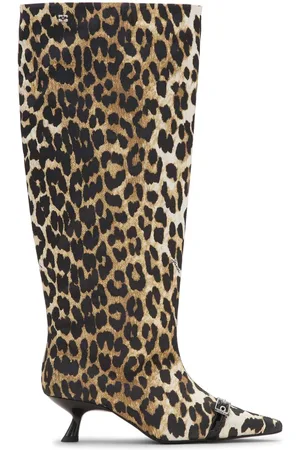Ganni Botas altas con estampado de leopardo