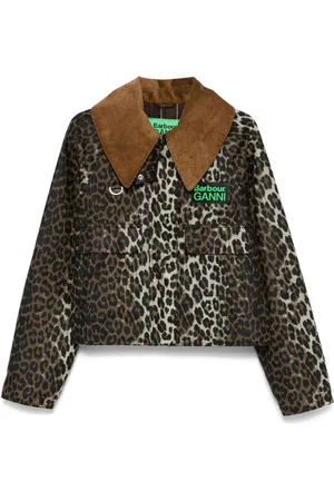 Barbour Chaqueta encerada con estampado de leopardo