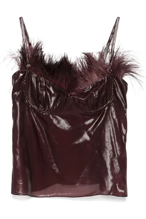 Salvatore Ferragamo Top con detalle de plumas