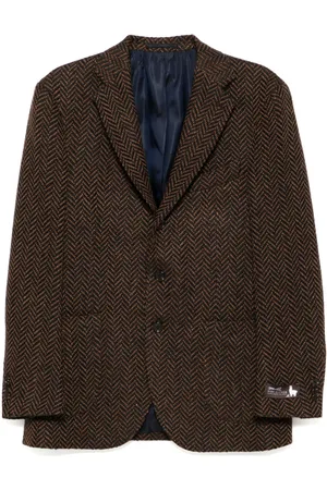 MAN ON THE BOON. Blazer con motivo de espiga