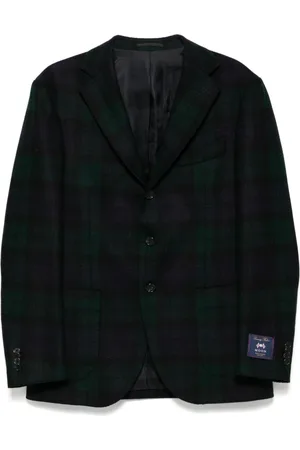 MAN ON THE BOON. Blazer a cuadros con botones