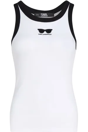 Karl Lagerfeld Top sin mangas con gafas de sol estampadas
