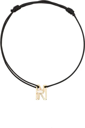 Aliita Pulsera Letra N en oro amarillo de 9 ct con amatista
