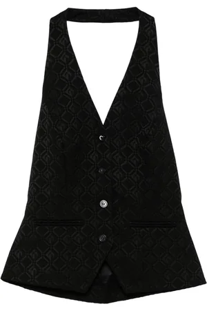 Marine Serre Top con cuello halter y estampado Moon Diamond en jacquard