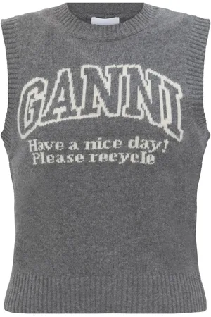 Ganni Chaleco de canalé con logo