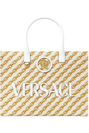 VERSACE Bolso shopper La Medusa Chain Stripes grande