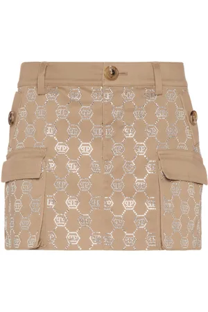 Philipp Plein Minifalda con monograma de cristal