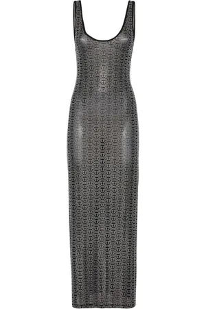 Philipp Plein Vestido largo con monograma de cristal