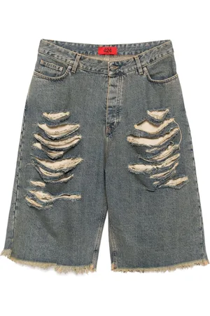 424 FAIRFAX Pantalones vaqueros cortos Big Daddy con efecto envejecido