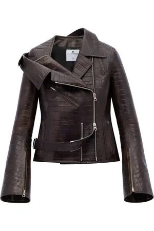 Courrèges Chaqueta biker con efecto de piel de cocodrilo