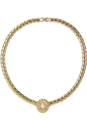 Dior Collar de cadena con perla artificial 1980