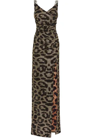 Philipp Plein Vestido largo con motivo de leopardo