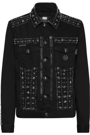 Philipp Plein Chaqueta con cremallera y apliques