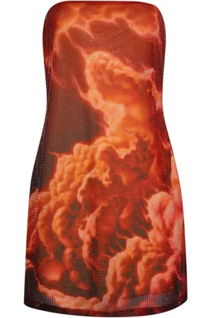 Alexander Wang Vestido corto con estampado de nubes y aplique de cristales