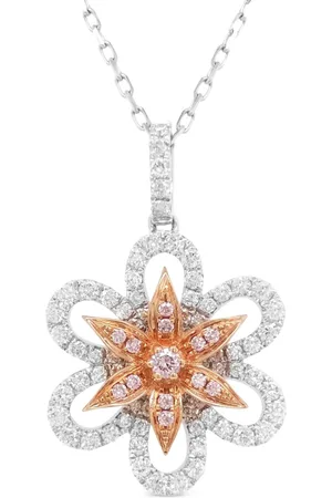 HYT Jewelry Collar con colgante floral en oro y platino con diamantes