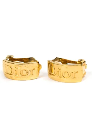 Dior Pendientes de clip con logo grabado 1990