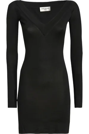 Saint Laurent Vestido corto con cuello en V