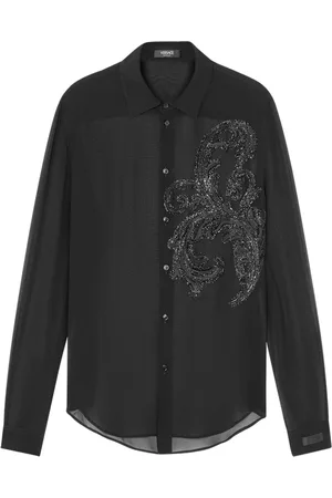 VERSACE Polo con bordado Barocco Leaf