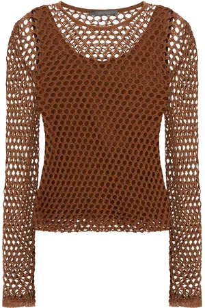 Alberta Ferretti Top de malla con manga larga