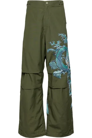 Maharishi Pantalones holgados con motivo de dragón