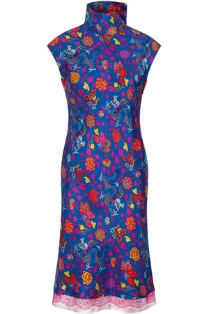 SHANGHAI TANG Vestido de seda con estampado floral
