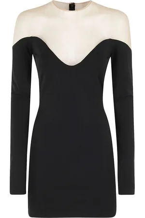 DAVID KOMA Vestido corto con panel de malla