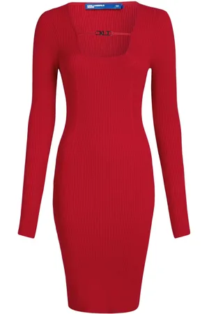 Karl Lagerfeld Vestido midi con cuello cuadrado