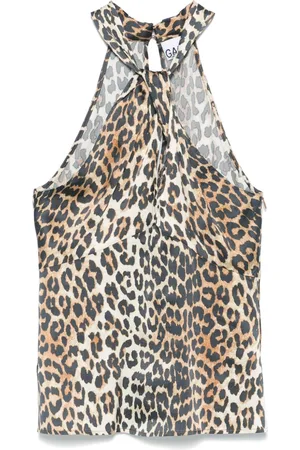 Ganni Top con estampado de leopardo