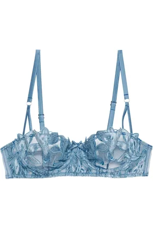 FLEUR DU MAL Sujetador balconette de terciopelo con bordado Lily