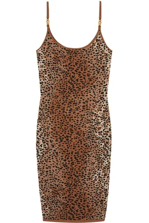 VERSACE Vestido midi con motivo de leopardo
