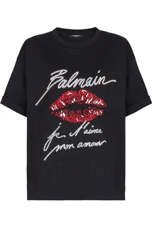 Balmain Camiseta con beso estampado y manga corta