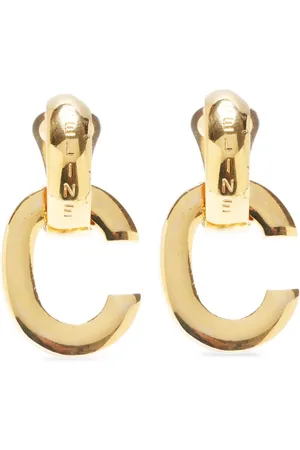 Céline Pendientes de clip con logo 1990