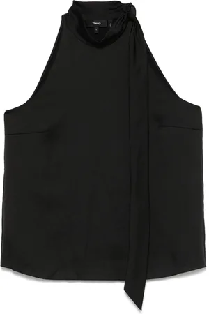 THEORY Top con cuello halter y acabado satinado