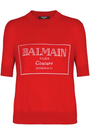 Balmain Camiseta con logo de intarsia