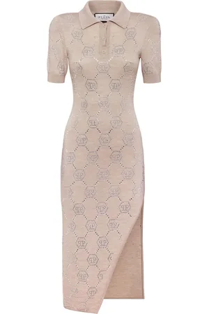 Philipp Plein Vestido midi tipo polo con monograma