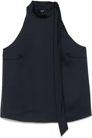 THEORY Top con cuello halter y acabado satinado